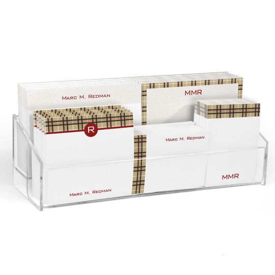 Tan Plaid Post-it® Notes Ensemble